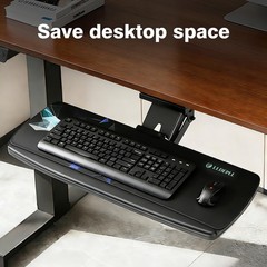 Keyboard Tray Under Desk with Storage Drawer, Height Adjustable Keyboard Tray