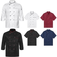 US Unisex Men Women Chef Coat Jacket Kitchen Hotel Restaurant Work Uniform Tops