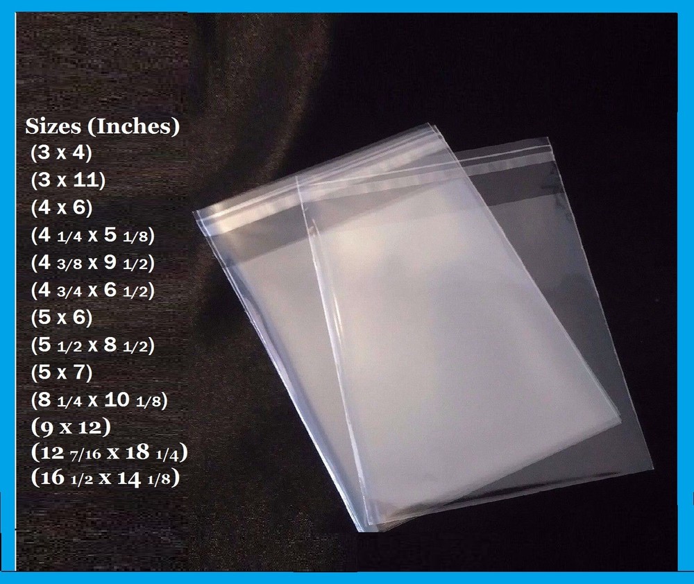 Clear Resealable Self Adhesive Seal Cello Lip & Tape Plastic bags 1.2 mil