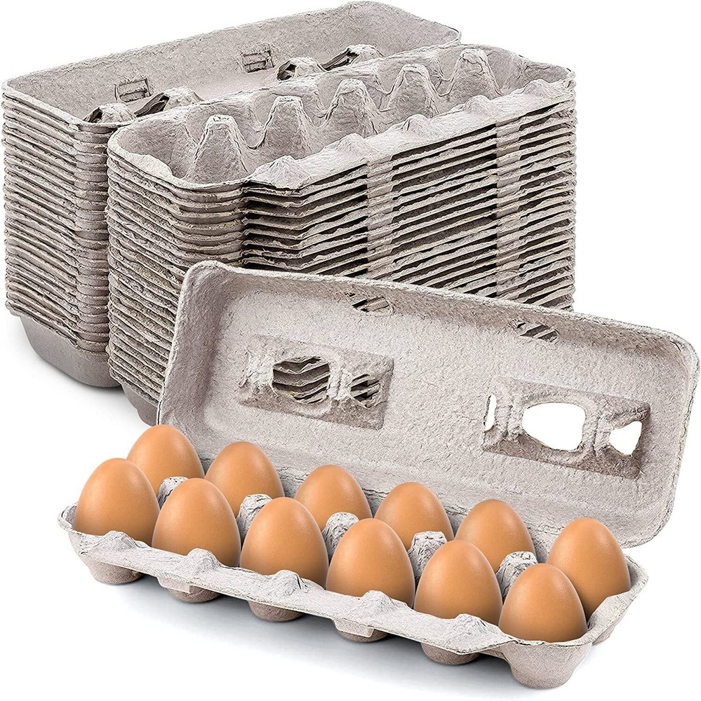 MT Products Blank Natural Pulp Paper Egg Cartons | Holds 12 Eggs – Pack of 15