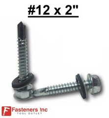 #12-14 x 2″ Hex Rubber Washer Self Drilling Screws Roofing Siding 5/16″ Drive