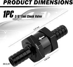 3/8″ Fuel One Way Valve Aluminium Alloy,Fuel Line Check Valve with Flow