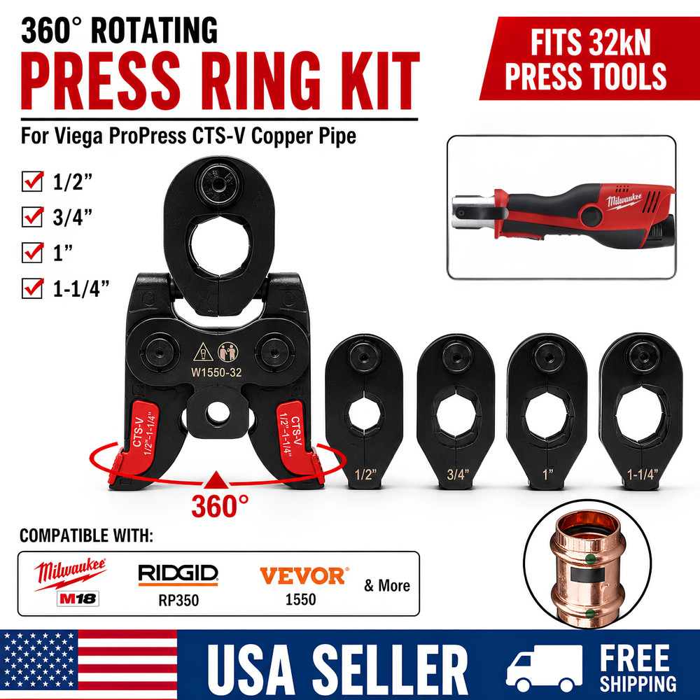 1550-24KN Press Jaw and VUS:1/2 3/4 1 1-1/4 for Milwaukee M12 RIDGID RP251 rings