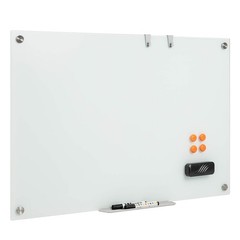 36 x 24 Inches Glass Whiteboard w/Eraser, Removable Tray, 2 Markers, 4 Magnets