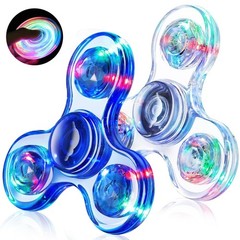 Fidget Spinner 2 Pack, Light up Sensory Toys Adults Small, White&blue