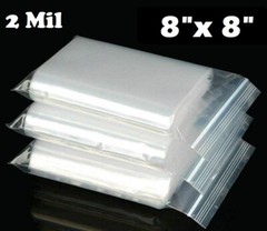 8″x 8″ CLEAR 2 MIL TOP LOCK ZIP SEAL BAGS POLY PLASTIC RECLOSABLE SMALL BAGGIES
