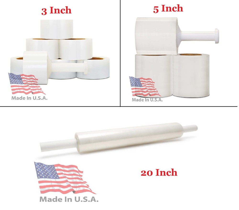 Pallet Stretch Wrap Plastic Shrink Film Clear Made In USA, Choose: Size & Rolls