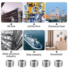 5 PCS 3/8″ NPT Male Pipe Plug Stainless Steel Pipe Plug Fitting Set Hex Count…