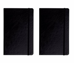 Hard Cover Lined/Dotted Journals 2 Pack Black Leather Notebooks- Thick Diary