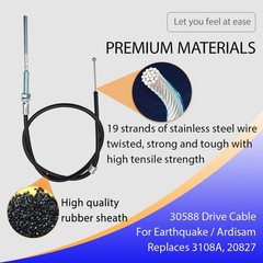 Front Tine Tiller Cable Compatible with Earthquake 20908 Replaces 3108A 30588
