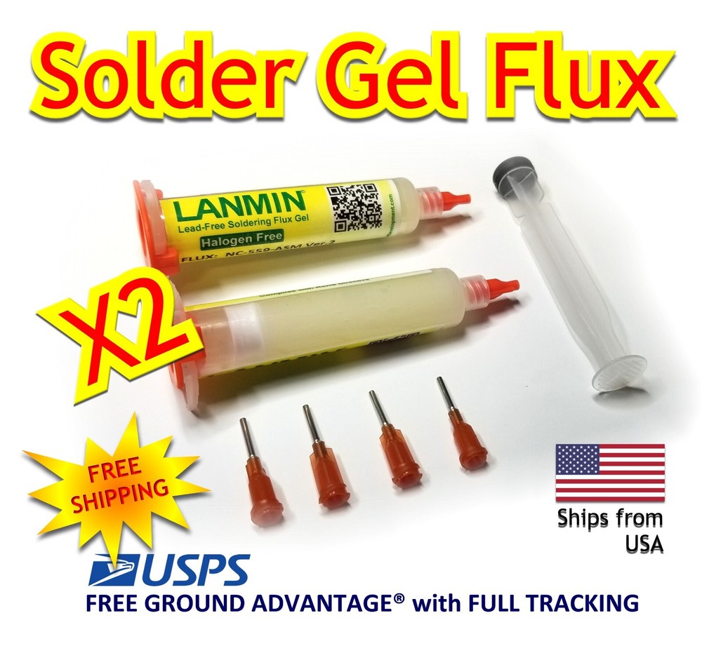LANMIN NC-559-ASM No-Clean Tacky Gel Solder Flux 10cc X2 Kit