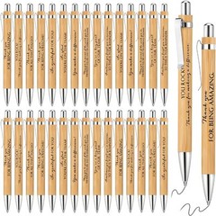 30 Pcs Inspirational Bamboo Pen Thank You Wood 1 Count (Pack of 30), Black