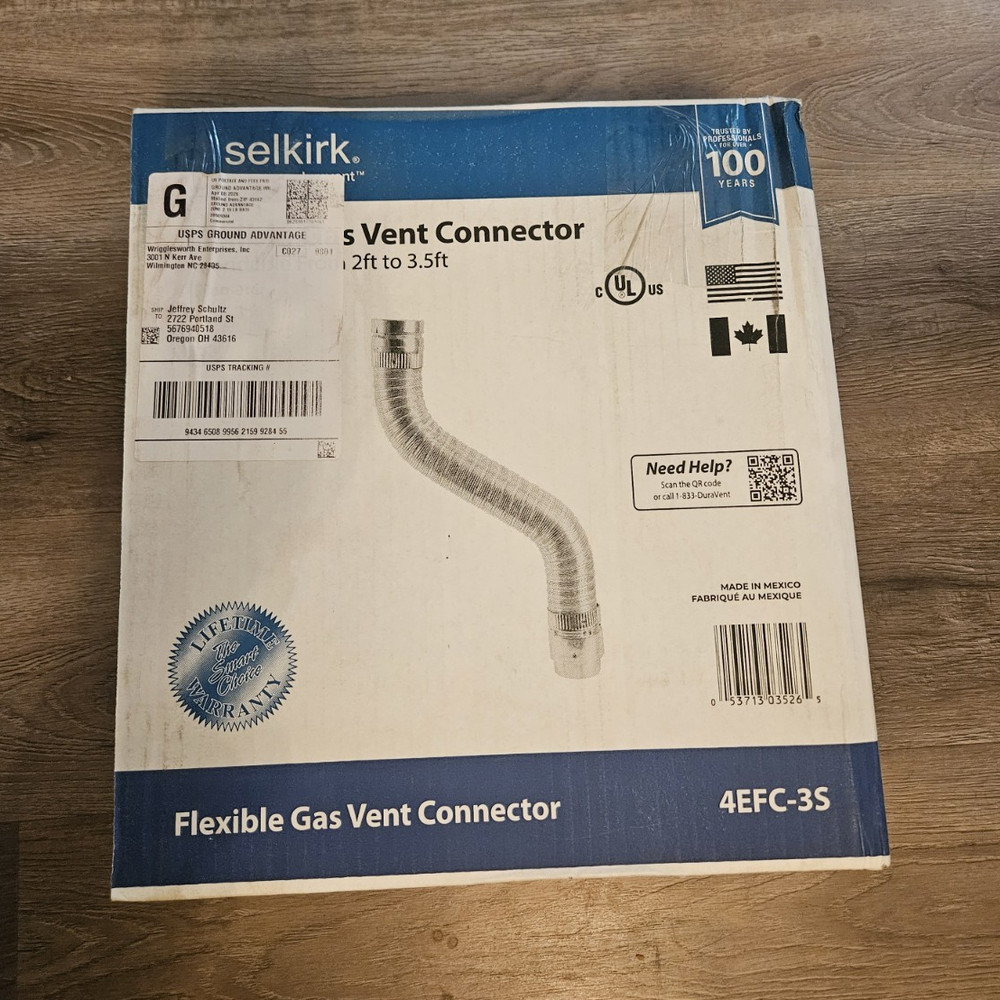Selkirk 4 in Flexible Gas Vent Connector Expandable 2-3.5 ft 4EFC-3S