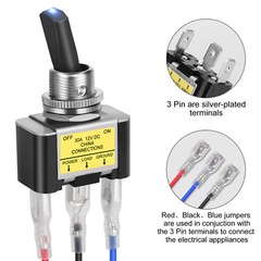 5x Blue LED Light 3Pin Rocker Toggle ON/Off Switch 30A 12V for Car Boat Marine