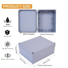 12 x 10 x 4 PVC Plastic Dustproof Waterproof Box IP65 Junction Boxes with