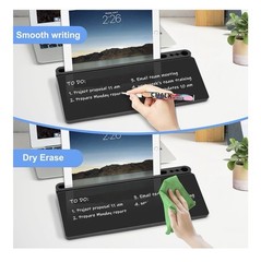 Desktop Whiteboard with Storage, Desk Organizer Dry Erase Glass White Board To-D
