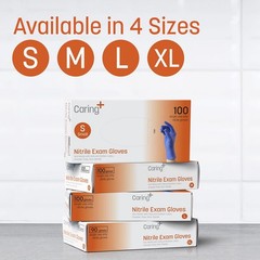 Caring Nitrile Exam Gloves Medium (Pack of 100), 100)