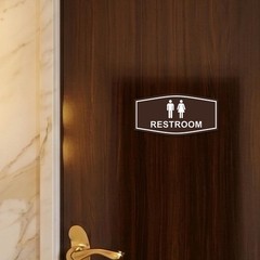 Fancy Unisex Restroom Sign Medium Brushed Gold Commercial Office Door Wall