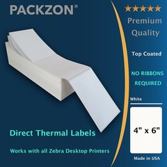 2000 4×6 Fanfold Direct Thermal Shipping Labels for Zebra and Rollo Printers