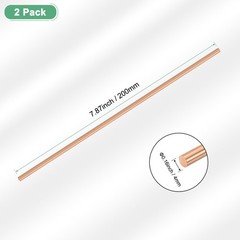 2-Pack Copper Round Rod 4mm x 200mm T2 Copper Stock