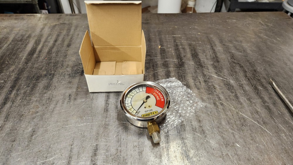 SIMPLEX GT120 120-Ton 4″ Tonnage Hydraulic Cylinder Pressure Gauge 15-PSI NIB