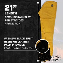 Caiman 1878-5 1878 Welding Gloves, Extended Gauntlet Cuff, Wing Thumb, Premium