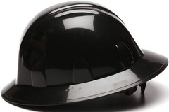 PYRAMEX HARD HAT BLACK FULL BRIM WITH 4 POINT RATCHET SUSPENSION, HP24111