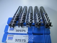 LOT ( 10 PCS ) KYOCERA 1/2″ SGS 32575 5FL .030R V-CARB SOLID CARBIDE END MILLS