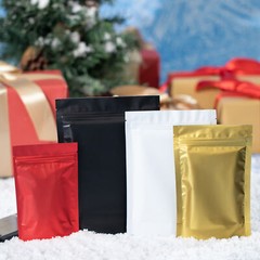 Various Sizes Matte Clear Front Color Back Foil Mylar Flat Zip Lock Bag Xmas