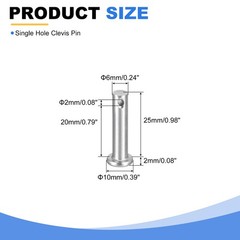 12Pcs 1/4″ x 1″ Single Hole Clevis Pins 304 Stainless Steel Flat Head Pins