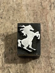 Printing Letterpress Print Antique Foundry Cast Rearing Stallion Horse (3487)