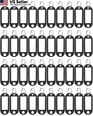 Uniclife 40 Pieces Key Tags 2 Inch Soft Plastic Chain 40 Pack, Black