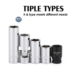 MIXPOWER 5PCS 1/4″ Drive 6 Point Single Size 10mm Socket Set, 1/4″Drive