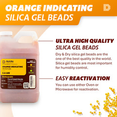 1/2 Gallon(3.7 LBS) “Dry&Dry”Premium Orange Indicating Silica Gel Desiccant Bead