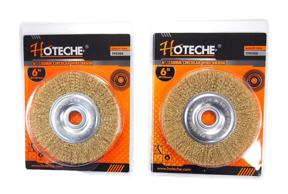 2PC 6” Crimped Wire Wheel Brush 1/2” Thick Deburring Bench Grinder 590306