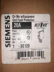 Siemens BE120 Ground Fault Equipment Protection Circuit, 20A, 1P, 120V