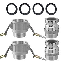 2 Pack Aluminum Camlock Fittings Type B & Type F Cam and Groove Hose Fittings A+