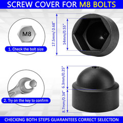 30 PCS M8×14Mm Hex Nut Plastic Screw Head Bolt Covers Caps Dome Plastic Protecti