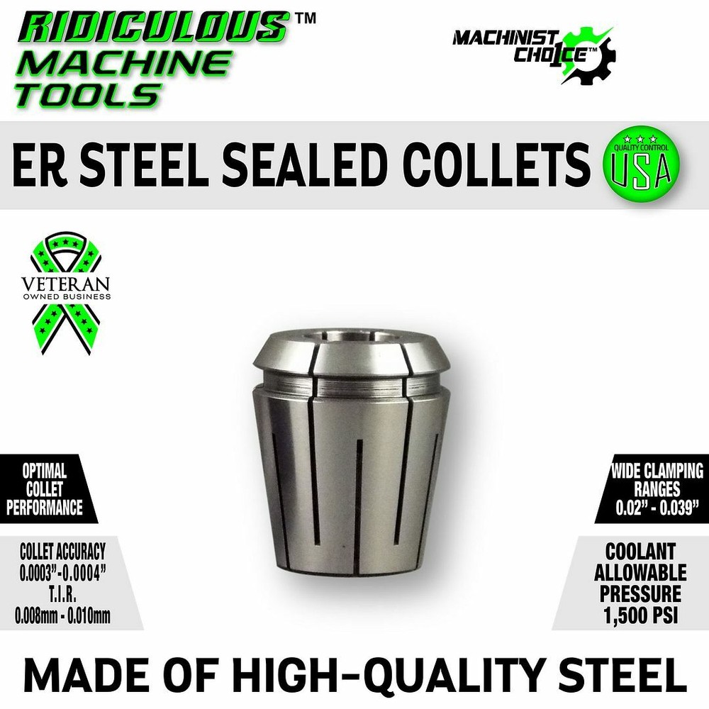 Steel Sealed ER32 Metric Spring Collet 14.0mm for Coolant CNC Machine