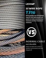 Lichamp 350FT 1/8″ Stainless Steel Wire Rope Cable, Aircraft 350FT, silver
