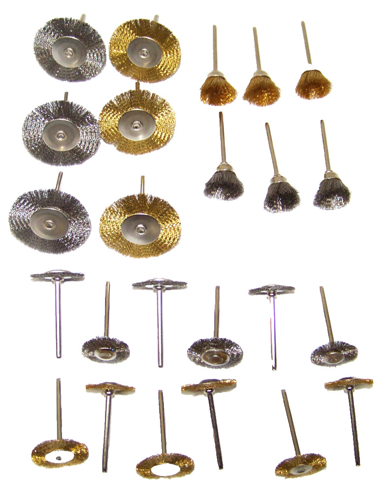 24PC Mini Brush Set 1/8″ Shank Wire Brush Brass Cup Wheel Die Grinder Drill set