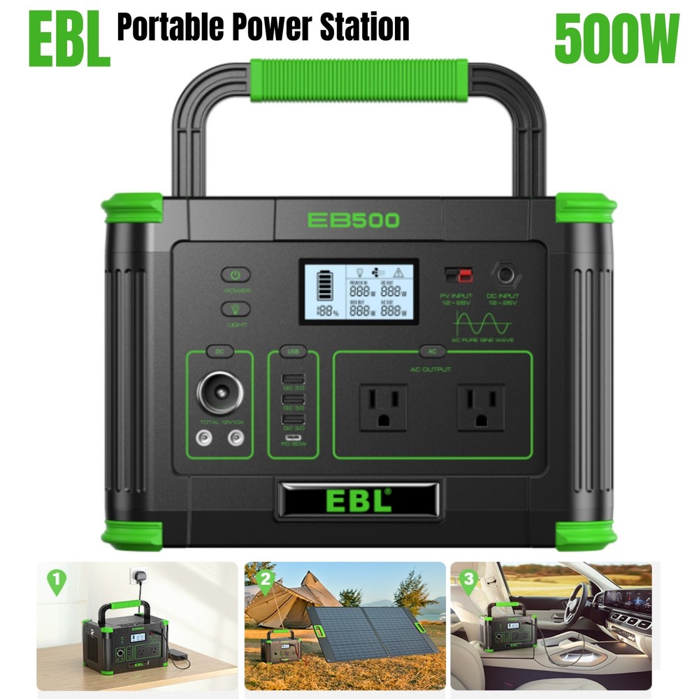 Power Station Portable 500W 519Wh With AC Outlet/DC Ports/USB Ports 140400mAh