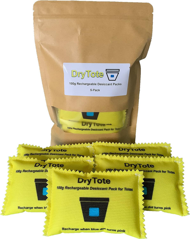 Rechargeable Desiccant Packs (5 Pack), Color Indicating Silica Gel Moisture Abso