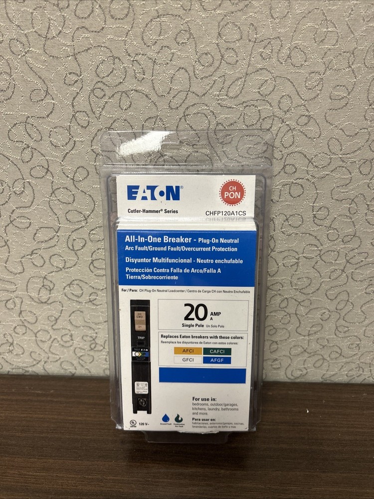 Eaton CHFP120A1CS 20A AFCI/GFCI Plug-On Neutral Breaker CH 1-Pole New