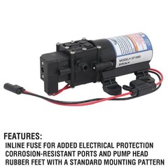 Everflo EF1000 12V Diaphragm Sprayer Pump – 1.0GPM, 40 PSI Max, 3/8″ HB Ports