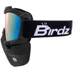 Birdz Eyewear Skylark Motorcycle Goggles Face Mask Black Frames Red Mirror Lens