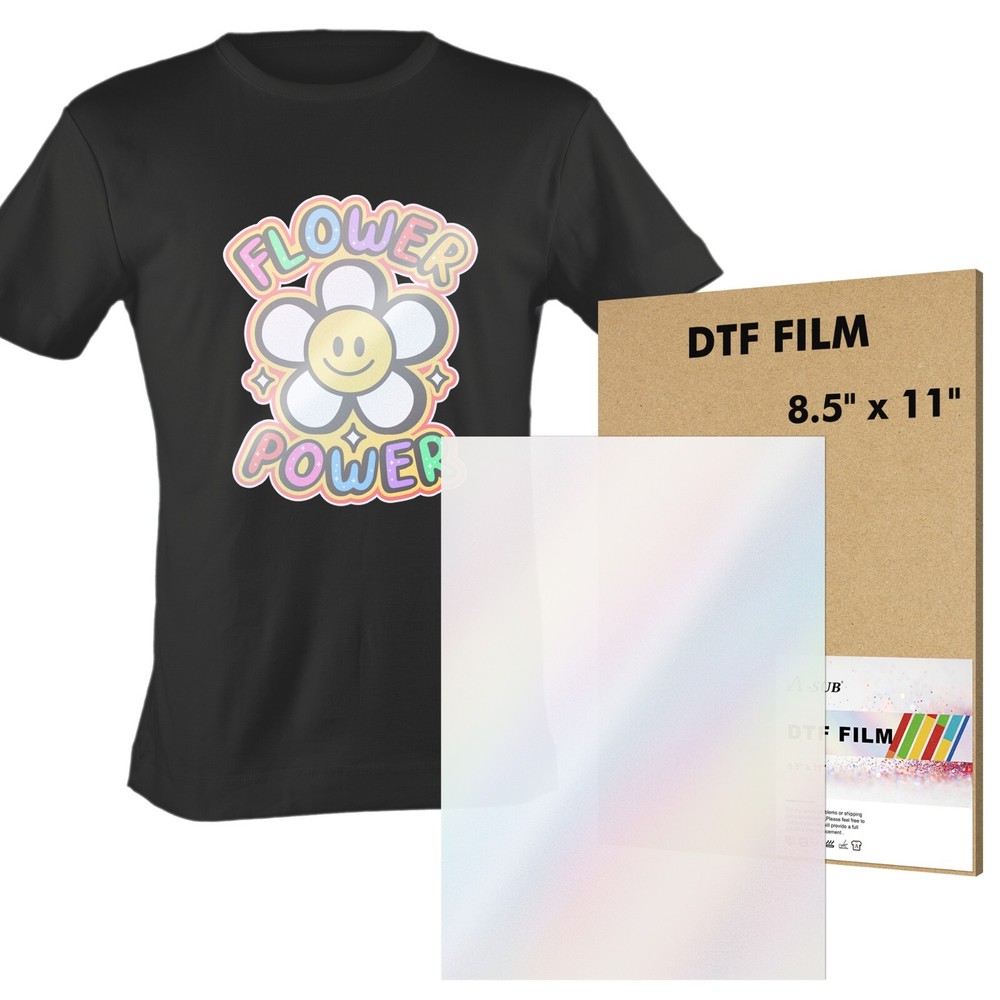A-SUB DTF Film Glitter 8.5×11 Clear Sublimation Paper for Dark Light Fabric, Mug