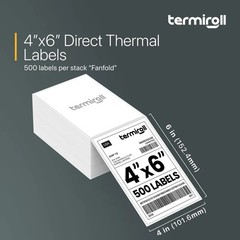 4×6 Thermal Labels, Shipping Stickers, 500 Labels/Fanfold Perforated, Compati…
