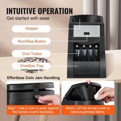Uimoso Automatic Coin Sorter and Wrapper with 4 Coin Tubes, 230 Coins/Min