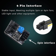 MEIRIYFA 4 Pin Fan Adapter PWM PC Chassis Cooling Hub 8 Way Black